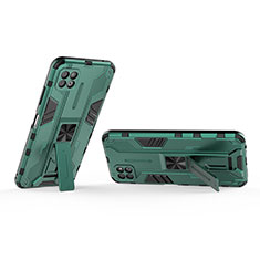 Funda Bumper Silicona y Plastico Mate Carcasa con Magnetico Soporte T01 para Samsung Galaxy F42 5G Verde
