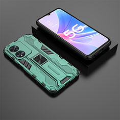 Funda Bumper Silicona y Plastico Mate Carcasa con Magnetico Soporte T02 para Oppo A1 Pro 5G Verde