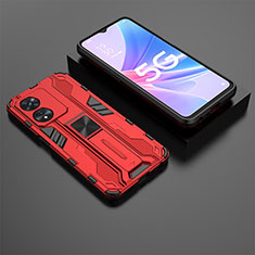 Funda Bumper Silicona y Plastico Mate Carcasa con Magnetico Soporte T02 para Oppo A1x 5G Rojo