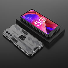 Funda Bumper Silicona y Plastico Mate Carcasa con Magnetico Soporte T02 para Oppo A54 5G Gris