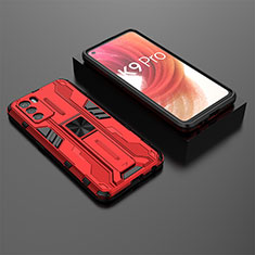 Funda Bumper Silicona y Plastico Mate Carcasa con Magnetico Soporte T02 para Oppo K9 Pro 5G Rojo
