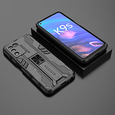 Funda Bumper Silicona y Plastico Mate Carcasa con Magnetico Soporte T02 para Oppo K9S 5G Negro