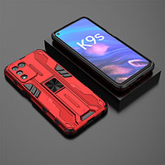 Funda Bumper Silicona y Plastico Mate Carcasa con Magnetico Soporte T02 para Realme 9 SE 5G Rojo