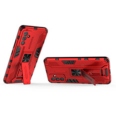 Funda Bumper Silicona y Plastico Mate Carcasa con Magnetico Soporte T02 para Samsung Galaxy A05s Rojo