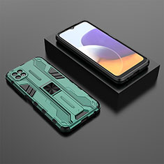 Funda Bumper Silicona y Plastico Mate Carcasa con Magnetico Soporte T02 para Samsung Galaxy A22 5G Verde