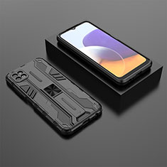 Funda Bumper Silicona y Plastico Mate Carcasa con Magnetico Soporte T02 para Samsung Galaxy A22s 5G Negro