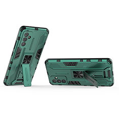 Funda Bumper Silicona y Plastico Mate Carcasa con Magnetico Soporte T02 para Samsung Galaxy A24 4G Verde