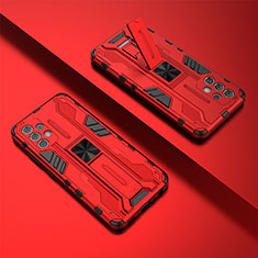 Funda Bumper Silicona y Plastico Mate Carcasa con Magnetico Soporte T02 para Samsung Galaxy A32 5G Rojo