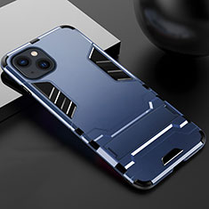 Funda Bumper Silicona y Plastico Mate Carcasa con Soporte A01 para Apple iPhone 14 Azul
