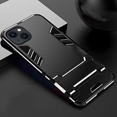 Funda Bumper Silicona y Plastico Mate Carcasa con Soporte A01 para Apple iPhone 14 Negro