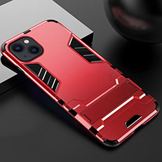 Funda Bumper Silicona y Plastico Mate Carcasa con Soporte A01 para Apple iPhone 14 Rojo