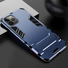 Funda Bumper Silicona y Plastico Mate Carcasa con Soporte A01 para Apple iPhone 15 Pro Azul