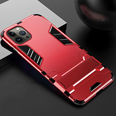 Funda Bumper Silicona y Plastico Mate Carcasa con Soporte A01 para Apple iPhone 16 Pro Max Rojo