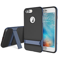 Funda Bumper Silicona y Plastico Mate Carcasa con Soporte A01 para Apple iPhone 7 Plus Azul