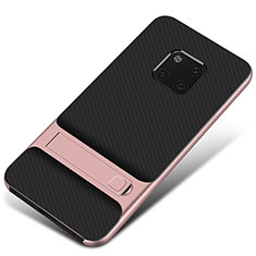 Funda Bumper Silicona y Plastico Mate Carcasa con Soporte A01 para Huawei Mate 20 Pro Oro Rosa