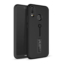 Funda Bumper Silicona y Plastico Mate Carcasa con Soporte A01 para Huawei P20 Lite Negro