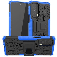 Funda Bumper Silicona y Plastico Mate Carcasa con Soporte A01 para Motorola Moto Edge 20 5G Azul
