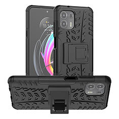 Funda Bumper Silicona y Plastico Mate Carcasa con Soporte A01 para Motorola Moto Edge 20 Lite 5G Negro