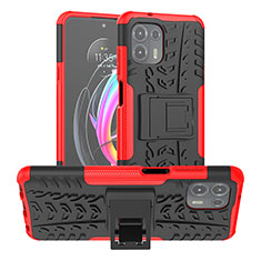 Funda Bumper Silicona y Plastico Mate Carcasa con Soporte A01 para Motorola Moto Edge 20 Lite 5G Rojo