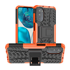 Funda Bumper Silicona y Plastico Mate Carcasa con Soporte A01 para Motorola Moto Edge (2022) 5G Naranja