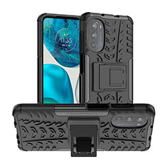 Funda Bumper Silicona y Plastico Mate Carcasa con Soporte A01 para Motorola Moto Edge (2022) 5G Negro