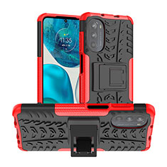 Funda Bumper Silicona y Plastico Mate Carcasa con Soporte A01 para Motorola Moto Edge (2022) 5G Rojo