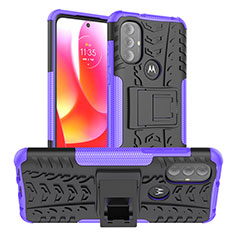 Funda Bumper Silicona y Plastico Mate Carcasa con Soporte A01 para Motorola Moto G Play (2023) Morado