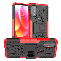 Funda Bumper Silicona y Plastico Mate Carcasa con Soporte A01 para Motorola Moto G Play (2023) Rojo