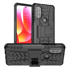 Funda Bumper Silicona y Plastico Mate Carcasa con Soporte A01 para Motorola Moto G Play Gen 2 Negro