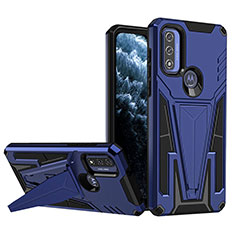 Funda Bumper Silicona y Plastico Mate Carcasa con Soporte A01 para Motorola Moto G Pure Azul