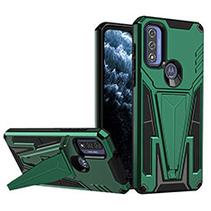 Funda Bumper Silicona y Plastico Mate Carcasa con Soporte A01 para Motorola Moto G Pure Verde