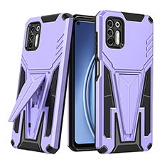 Funda Bumper Silicona y Plastico Mate Carcasa con Soporte A01 para Motorola Moto G Stylus (2021) Morado