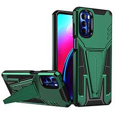 Funda Bumper Silicona y Plastico Mate Carcasa con Soporte A01 para Motorola Moto G Stylus (2022) 5G Verde