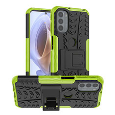 Funda Bumper Silicona y Plastico Mate Carcasa con Soporte A01 para Motorola Moto G31 Verde