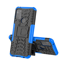 Funda Bumper Silicona y Plastico Mate Carcasa con Soporte A01 para Motorola Moto G50 Azul