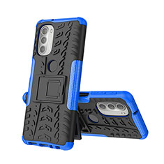 Funda Bumper Silicona y Plastico Mate Carcasa con Soporte A01 para Motorola Moto G51 5G Azul