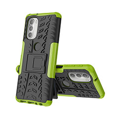 Funda Bumper Silicona y Plastico Mate Carcasa con Soporte A01 para Motorola Moto G51 5G Verde