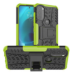 Funda Bumper Silicona y Plastico Mate Carcasa con Soporte A01 para Motorola Moto G71 5G Verde