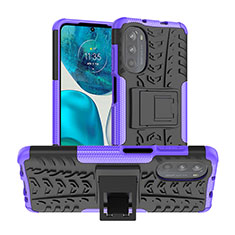 Funda Bumper Silicona y Plastico Mate Carcasa con Soporte A01 para Motorola Moto G82 5G Morado