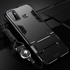 Funda Bumper Silicona y Plastico Mate Carcasa con Soporte A01 para Oppo A32 Negro