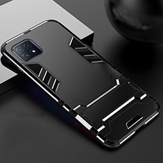 Funda Bumper Silicona y Plastico Mate Carcasa con Soporte A01 para Oppo A72 5G Negro