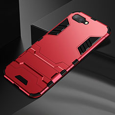 Funda Bumper Silicona y Plastico Mate Carcasa con Soporte A01 para Oppo R15X Rojo