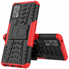 Funda Bumper Silicona y Plastico Mate Carcasa con Soporte A01 para Realme 7 Pro Rojo