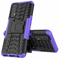 Funda Bumper Silicona y Plastico Mate Carcasa con Soporte A01 para Realme Narzo 30 4G Morado