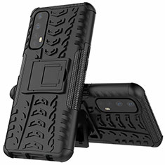 Funda Bumper Silicona y Plastico Mate Carcasa con Soporte A01 para Realme Narzo 30 4G Negro