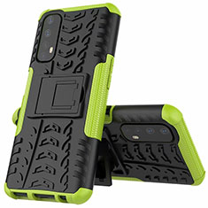 Funda Bumper Silicona y Plastico Mate Carcasa con Soporte A01 para Realme Narzo 30 4G Verde