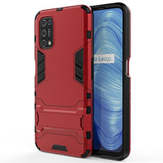 Funda Bumper Silicona y Plastico Mate Carcasa con Soporte A01 para Realme Narzo 30 Pro 5G Rojo