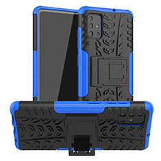 Funda Bumper Silicona y Plastico Mate Carcasa con Soporte A01 para Samsung Galaxy A71 5G Azul