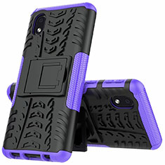 Funda Bumper Silicona y Plastico Mate Carcasa con Soporte A01 para Samsung Galaxy M01 Core Morado