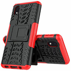 Funda Bumper Silicona y Plastico Mate Carcasa con Soporte A01 para Samsung Galaxy M01 Core Rojo